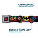 Batman Full Color Black Yellow Seatbelt Buckle Collar - Batman & Robin in Action w/Text Burgundy