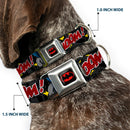 Batman Full Color Black Yellow Seatbelt Buckle Collar - Batman in Action WHOOM! Red Skyline