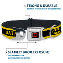 Batman Full Color Black Yellow Seatbelt Buckle Collar - BATMAN/Logo Stripe Yellow/Black