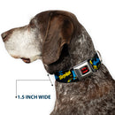 Batman Black/Yellow Seatbelt Buckle Collar - BATMAN Poses and Logo Collage Black/Blue/Yellow