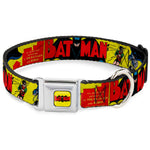 Classic BATMAN Comic Logo Full Color Yellow/Black/Red Seatbelt Buckle Collar - Classic BATMAN Issue #1 Robin & Batman Cover Pose Yellow/Red