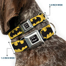 Batman Full Color Black Silver Black Seatbelt Buckle Collar - Bat Signal-5 Black/Yellow/Black