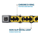 Batman Full Color Black Silver Black Seatbelt Buckle Collar - Bat Signal-5 Black/Yellow/Black