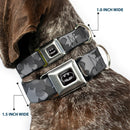 Batman Black/Silver/Black Seatbelt Buckle Collar - Bat Signal Stacked Black/Grays