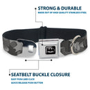 Batman Black/Silver/Black Seatbelt Buckle Collar - Bat Signal Stacked Black/Grays