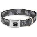 Batman Black/Silver/Black Seatbelt Buckle Collar - Bat Signal Stacked Black/Grays