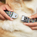 Dog Bone Seatbelt Buckle Collar - Leopard White/Multi Color