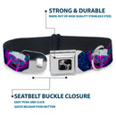 Dog Bone Seatbelt Buckle Collar - Laser Eye Cats in Space