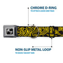 Dog Bone Seatbelt Buckle Collar - BD Logo Scattered Black/Yellow