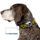 Dog Bone Seatbelt Buckle Collar - BD Logo Scattered Black/Yellow