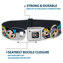 DC Round Logo Black/Silver Seatbelt Buckle Collar - DC Mini Group Stacked Black