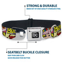 DC Round Logo Black/Silver Seatbelt Buckle Collar - Superheroines Wonder Woman/Supergirl/Batgirl