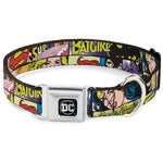 DC Round Logo Black/Silver Seatbelt Buckle Collar - Superheroines Wonder Woman/Supergirl/Batgirl