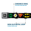 DC Round Logo Black/Silver Seatbelt Buckle Collar - Justice League Superhero Logos