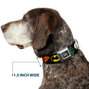 DC Round Logo Black/Silver Seatbelt Buckle Collar - Justice League Superhero Logos