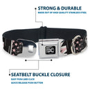 DC Round Logo Black/Silver Seatbelt Buckle Collar - Batgirl/Wonder Woman/Supergirl Retro Panels Black/Pink/White