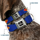 DC LEAGUE OF SUPER-PETS Logo Full Color Black/White Seatbelt Buckle Collar - DC League of Super-Pets Superman Shield Logo Blue/Red/Yellow