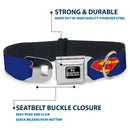 DC LEAGUE OF SUPER-PETS Logo Full Color Black/White Seatbelt Buckle Collar - DC League of Super-Pets Superman Shield Logo Blue/Red/Yellow