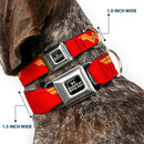 DC LEAGUE OF SUPER-PETS Logo Full Color Black/White Seatbelt Buckle Collar - DC League of Super-Pets Wonder Woman Logo Red/Yellow