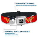 DC LEAGUE OF SUPER-PETS Logo Full Color Black/White Seatbelt Buckle Collar - DC League of Super-Pets Wonder Woman Logo Red/Yellow