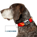 DC LEAGUE OF SUPER-PETS Logo Full Color Black/White Seatbelt Buckle Collar - DC League of Super-Pets Wonder Woman Logo Red/Yellow