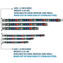 DC Comics Holiday Logo Full Color Black/White Seatbelt Buckle Collar - DC Comics Justice League Holiday Ornament Icons and Stars