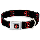 MARVEL DEADPOOL Deadpool Logo Full Color Black Red White Seatbelt Buckle Collar - Deadpool Logo Black/Red/White