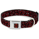 Deadpool Logo Black/Red/White Seatbelt Buckle Collar - Deadpool Splatter Logo Scattered Black/Red/White