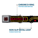 Deadpool Logo Outline Full Color Black/Red/White Seatbelt Buckle Collar - DEADPOOL'S CHIMICHANGAS and Logo Black/Gold/Red