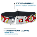 Flash Logo Black Seatbelt Buckle Collar - Flash Logo Scattered Red/White/Yellow