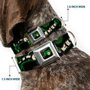 GREEN ARROW Logo Full Color Black Green Seatbelt Buckle Collar - GREEN ARROW Action Poses/Targets Black/Greens