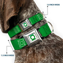 Green Lantern Logo CLOSE-UP White Green Seatbelt Buckle Collar - Green Lantern Logo Green/White