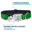 Green Lantern Logo CLOSE-UP White Green Seatbelt Buckle Collar - Green Lantern Logo Green/White