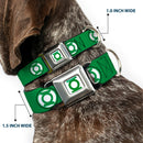 Green Lantern Logo CLOSE-UP Full Color White/Green Seatbelt Buckle Collar - Green Lantern Logo2 Green/Black/Green/White