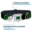 Green Lantern Logo CLOSE-UP Black Green Seatbelt Buckle Collar - Green Lantern Logo Black/Green