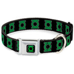 Green Lantern Logo CLOSE-UP Black Green Seatbelt Buckle Collar - Green Lantern Logo Black/Green