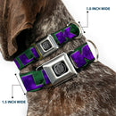 MARVEL AVENGERS Hulk Avengers Icon Black Silver Seatbelt Buckle Collar - HULK Face CLOSE-UP/Action Pose Greens/Purples