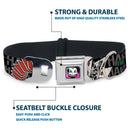 Joker Face Full Color Seatbelt Buckle Collar - The Joker Pose/Cards/HAHAHAHA Black/Gray