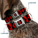 Harley Quinn Diamond Full Color Black Red Seatbelt Buckle Collar - Harley Quinn Diamond Blocks Red/Black Black/Red