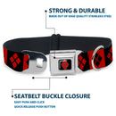 Harley Quinn Diamond Full Color Black Red Seatbelt Buckle Collar - Harley Quinn Diamond Blocks Red/Black Black/Red