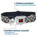 Harley Quinn Diamond Black/Red Seatbelt Buckle Collar - Harley Quinn's Collar Ruffle White/Black