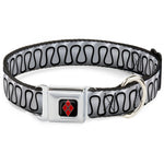 Harley Quinn Diamond Black/Red Seatbelt Buckle Collar - Harley Quinn's Collar Ruffle White/Black