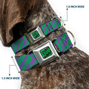 HAHA Stacked Full Color Black/Gray/Green Seatbelt Buckle Collar - Joker HAHAHA Purple/Green