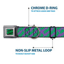 HAHA Stacked Full Color Black/Gray/Green Seatbelt Buckle Collar - Joker HAHAHA Purple/Green