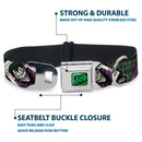 HAHA Stacked Full Color Black/Gray/Green Seatbelt Buckle Collar - The Joker 4-Poses/Joker Card HAHA/Smile/BANG! Grays/Greens/Purples