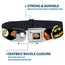 Justice League Shield Full Color Black Blue Red Yellow Seatbelt Buckle Collar - Justice League Superhero Logos CLOSE-UP Black