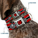 HYDRA Logo Full Color Black/Red Seatbelt Buckle Collar - HYDRA Logo/Stripe Red/Black/White