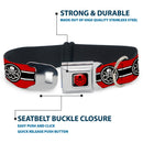 HYDRA Logo Full Color Black/Red Seatbelt Buckle Collar - HYDRA Logo/Stripe Red/Black/White