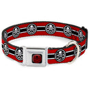 HYDRA Logo Full Color Black/Red Seatbelt Buckle Collar - HYDRA Logo/Stripe Red/Black/White