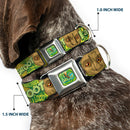 Baby Groot Running Pose I AM GROOT Full Color Greens/Yellows Seatbelt Buckle Collar - Baby Groot Pose/Face I AM GROOT Browns/Greens/Yellows